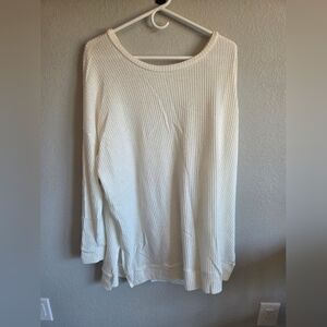 Zenana Outfitters White Waffle Knit Sweater